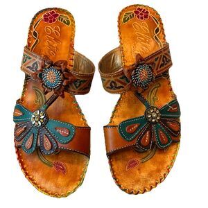 Corkys Elite Womens Navajo Slip On Sandals Colorful Wedge Slide SZ 8
